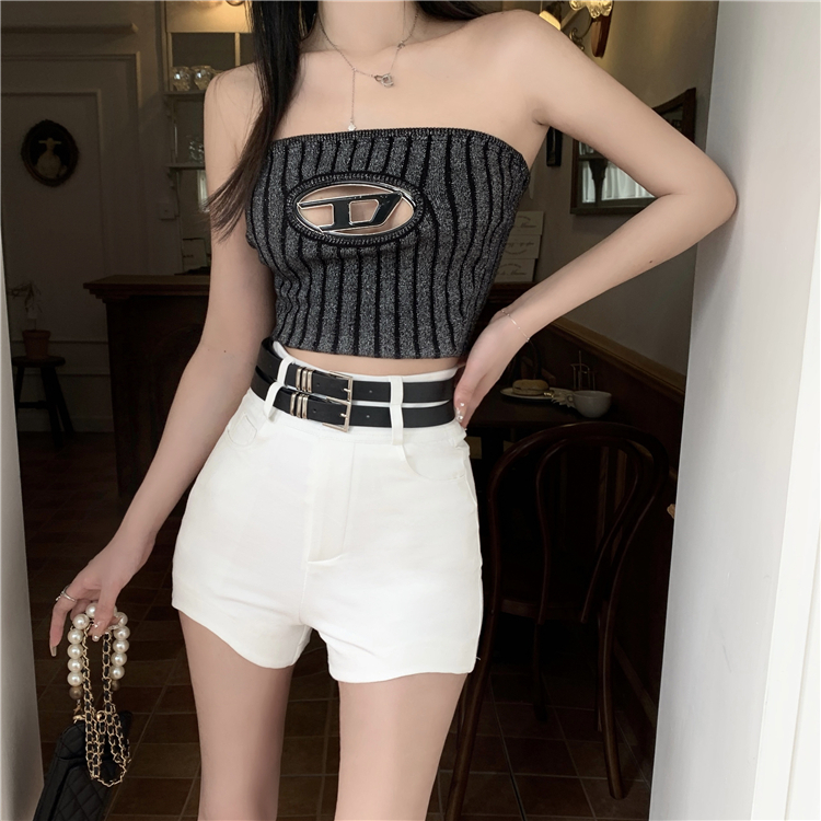 QADCOL Quần Short Lưng Cao Màu Đen Thời Trang Mùa Hè Cho Nữ