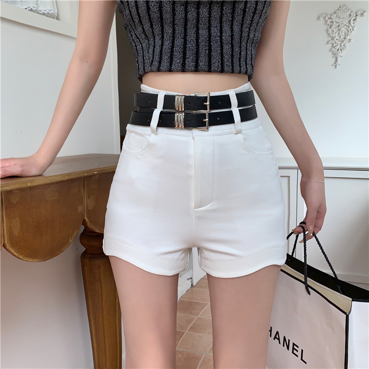 QADCOL Quần Short Lưng Cao Màu Đen Thời Trang Mùa Hè Cho Nữ