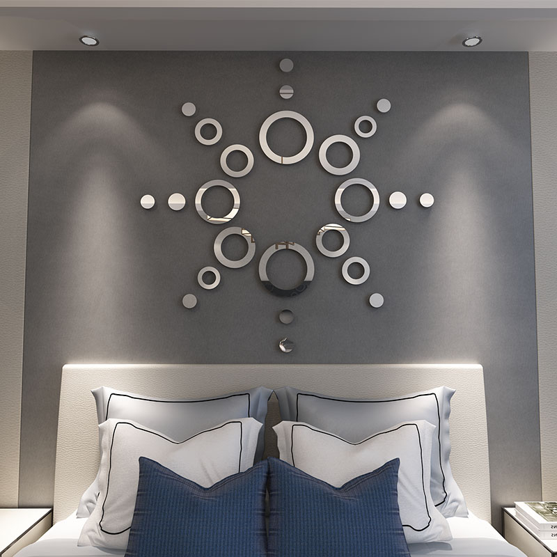 Sáng tạo gương hình tròn dán tường gương acrylic 3d ba chiều dán tường phòng khách phòng ngủ trần chiếu sáng trang trí trần mica tranh dán tường