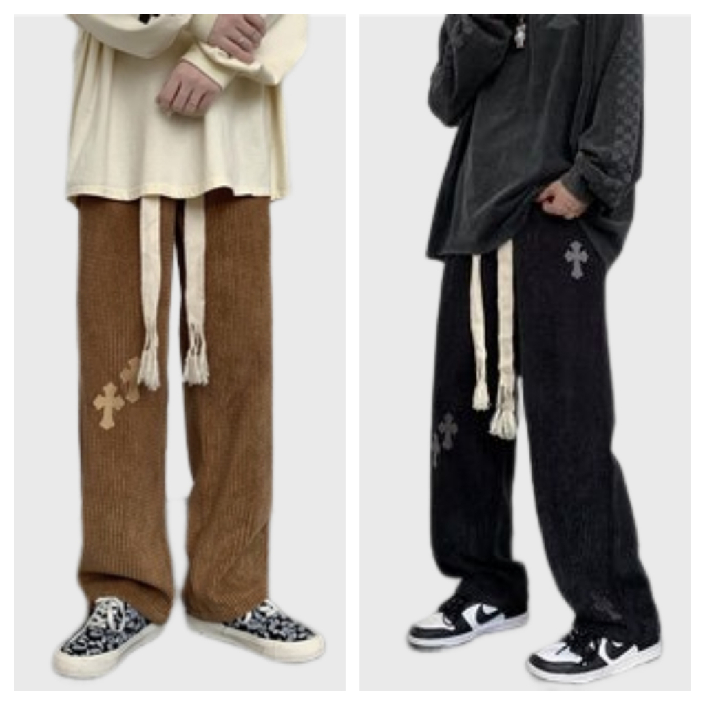 ♞AFF LIGA♞ Quần dài thể thao ống rộng lưng thun co giãn phong cách hiphop đường phố thời trang cho nam