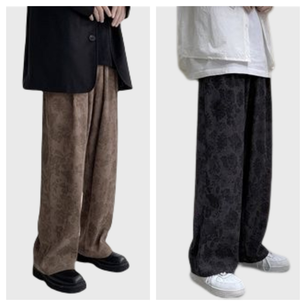 ♞AFF LIGA♞ Quần dài ống rộng vải corduroy phong cách hip hop đường phố cỡ lớn dành cho nam