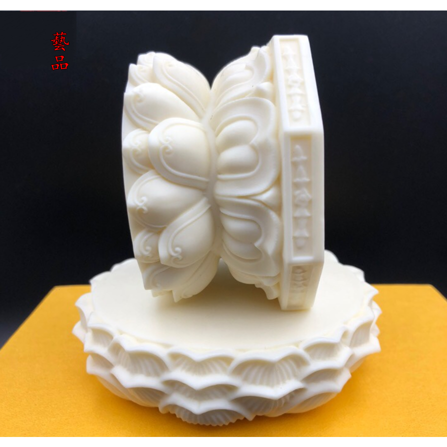 Tượng Phật Ngồi Đài Sen / Hoa Sen Bằng Gỗ Ngà Thủ Công Để Bàn Trang Trí