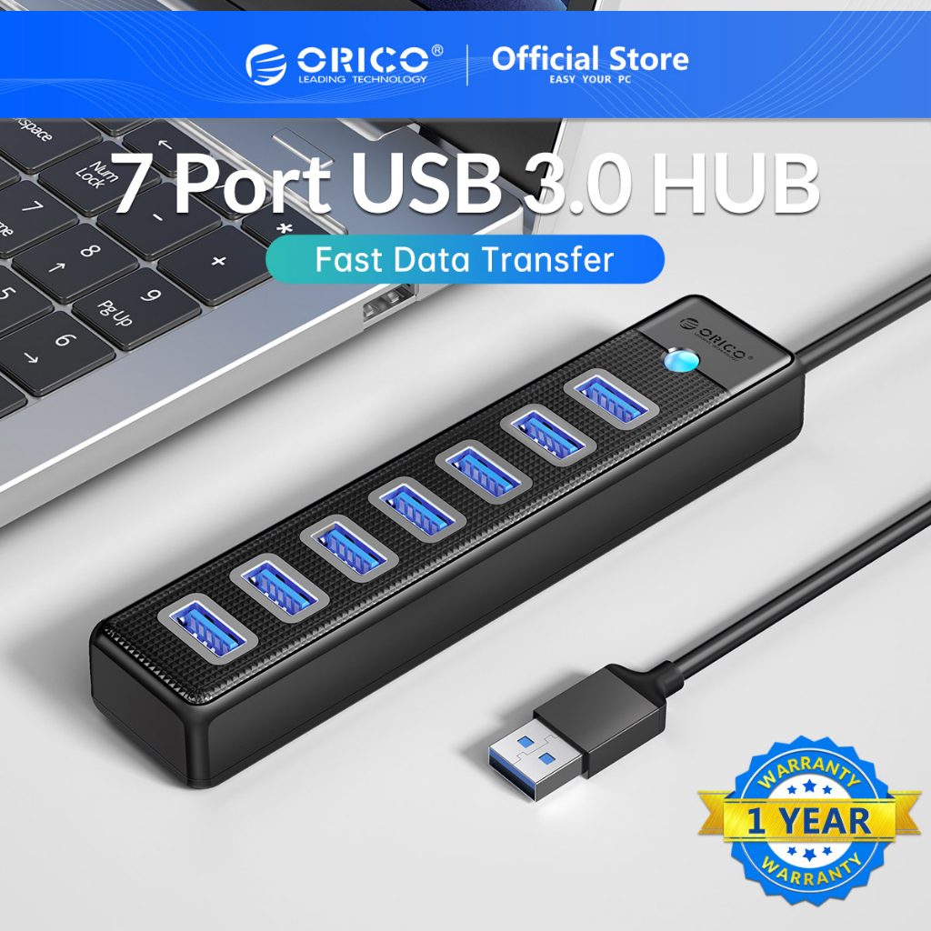 Orico HUB Chia 7 Cổng USB 3.0 Tốc Độ Cao 5Gbps Cho Máy Tính / laptop