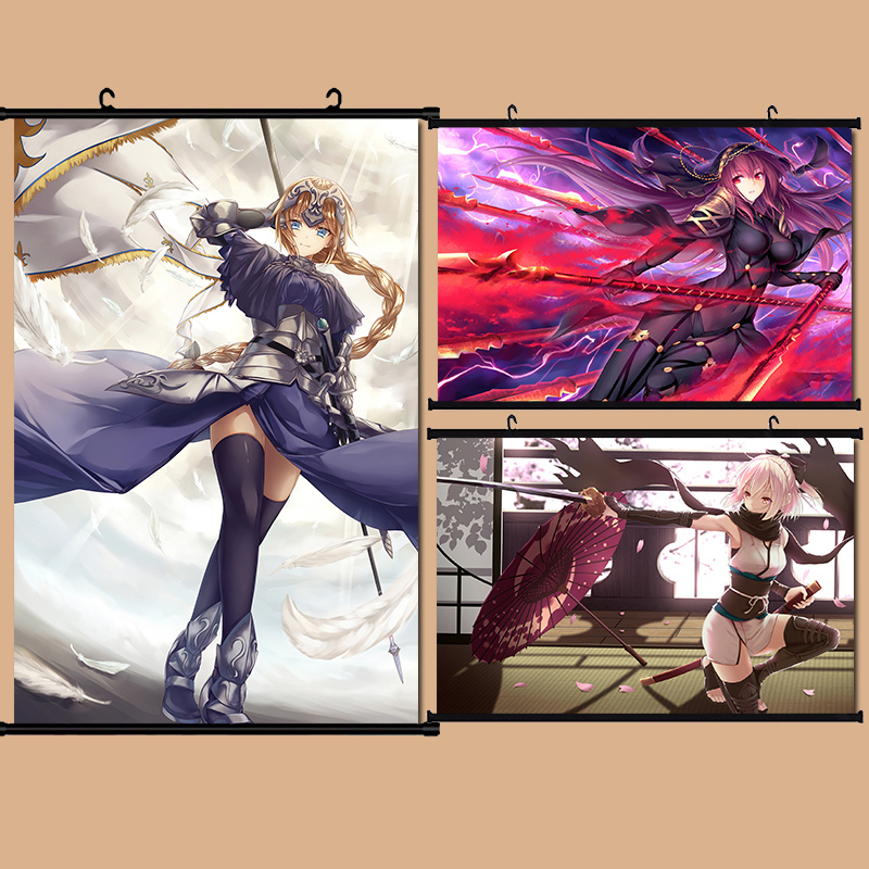 Tranh Cuộn Treo Tường Trang Trí In Hình Nhân Vật Saber Trong Fate / stay night Kích Thước 45 * 30cm