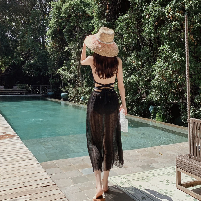 Bộ đồ bơi bikini hai mảnh U GONNA S không tay có đệm ngực 2 màu trơn phong cách Hàn Quốc cho nữ 2023
