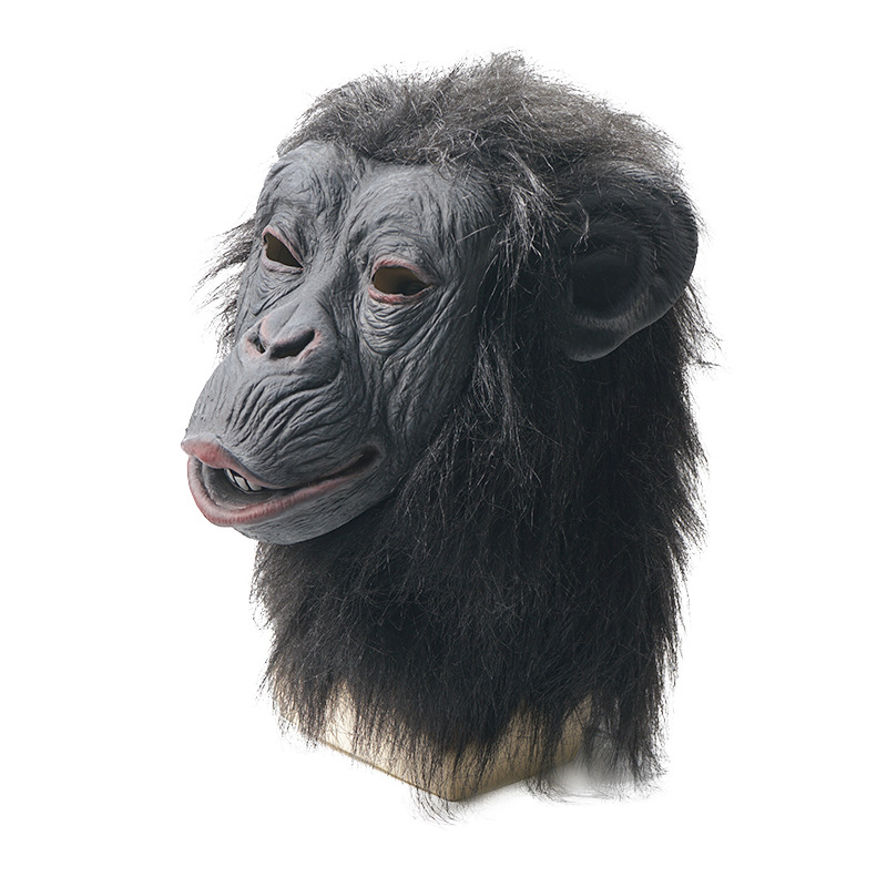 Mặt nạ trang phục dành cho người lớn Chimpanzee Mặt nạ đầu khỉ có tóc Phụ kiện hóa trang cho các bữa tiệc Lễ hội Halloween