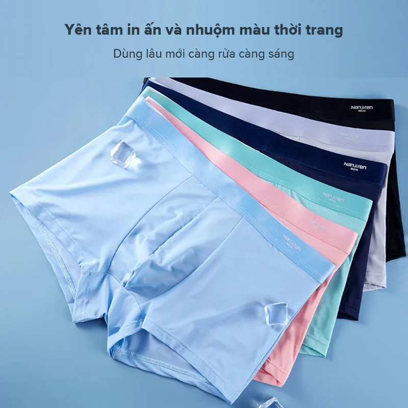 Quần Lót Nam Boxer Thun Lạnh Combo 4 Cái Cao Cấp Chiếc Chất Liệu Cotton Mềm Mại Mát Mẻ Với Kiểu Dáng Hiện Đại Đàn Hồi Tốt ,Quần Sịp Đùi Nam Su Thun Lụa Ép Lạnh Siêu Mát TTL380