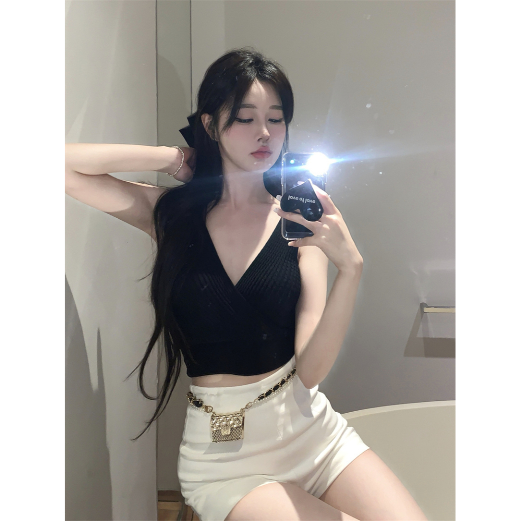 Vòng eoÁo Hai Dây Cổ Chữ V Lưng Cao Quyến Rũ Thời Trang Cho Nữ