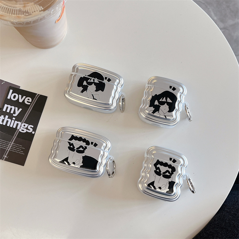 Vỏ Bảo Vệ Hộp Sạc Tai Nghe AirPods1 / 2 / 3 / pro / pro2 Mạ Điện Họa Tiết Hoạt Hình Cậu Bé Bút Chì Shin-Chan Dễ Thương