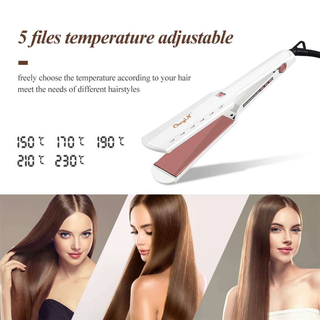 CkeyiN Máy duỗi tóc Chuyên Nghiệp Bản Rộng nghiệp Máy duỗi tóc có thể điều chỉnh nhiệt độ Dụng cụ tạo kiểu tóc HS312