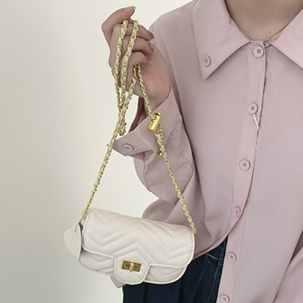 Có hàng sẵn Túi đeo chéo thời trang nữ dây chuyền hình thoi túi nhỏ gió thơm túi vuông nhỏ đeo vai túi nhỏ