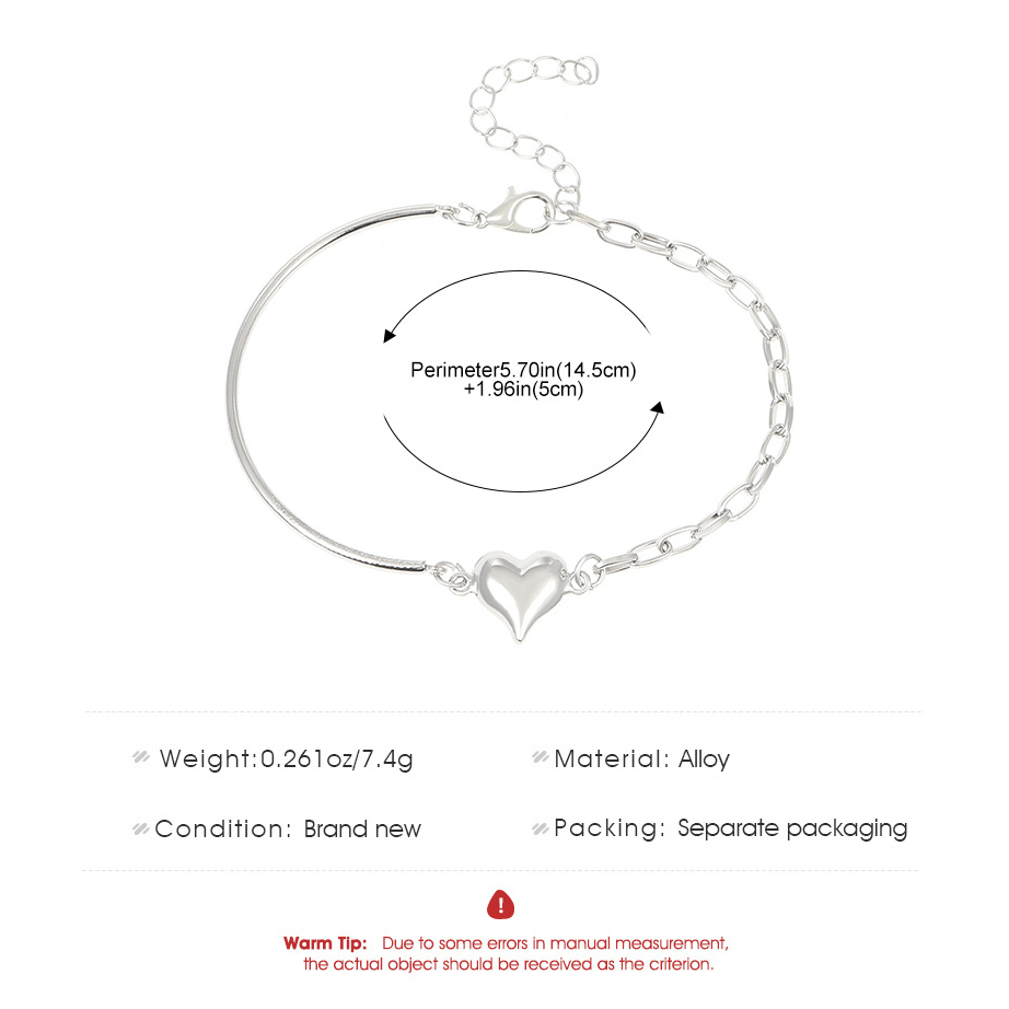 Vòng Đeo Tay Ghép Hình Trái Tim Màu Vàng / Bạc Thời Trang Hàn Quốc Chất Lượng Cao Dành Cho Học Sinh Nữ