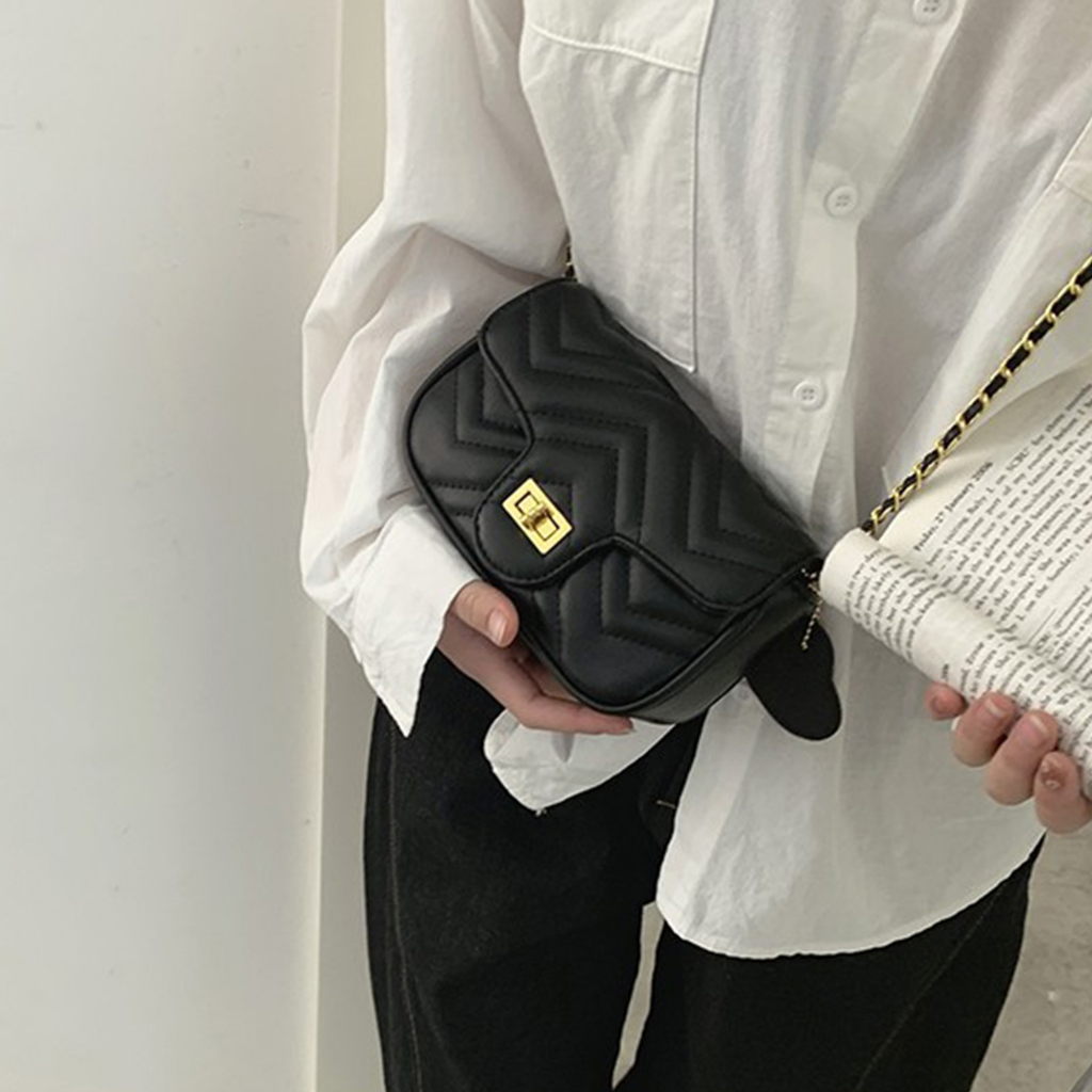Có hàng sẵn Túi đeo chéo thời trang nữ dây chuyền hình thoi túi nhỏ gió thơm túi vuông nhỏ đeo vai túi nhỏ