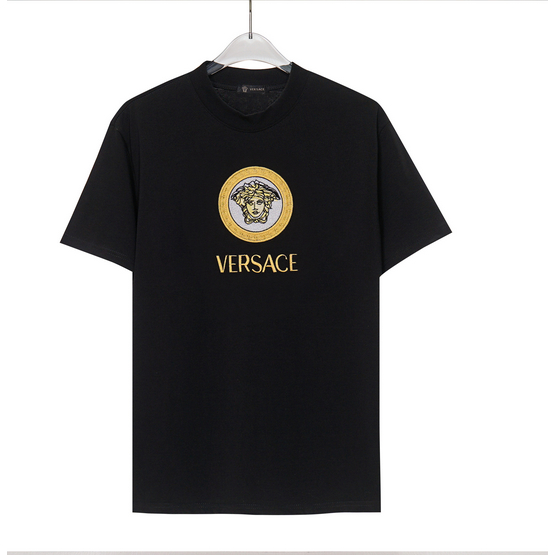 Versace Áo Thun cotton Ngắn Tay Thêu Họa Tiết Thời Trang Cho Nam Nữ