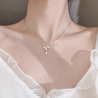 Vòng cổ bạc 925 mặt hình nhịp tim cá tính cho nữ