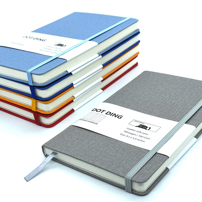 100 GSM Bullet Dotted Journal Planner A5 Bìa cứng vải 160 trang Bên trong túi sổ tay trường học & văn phòng Bujo Văn phòng phẩm: màu cam