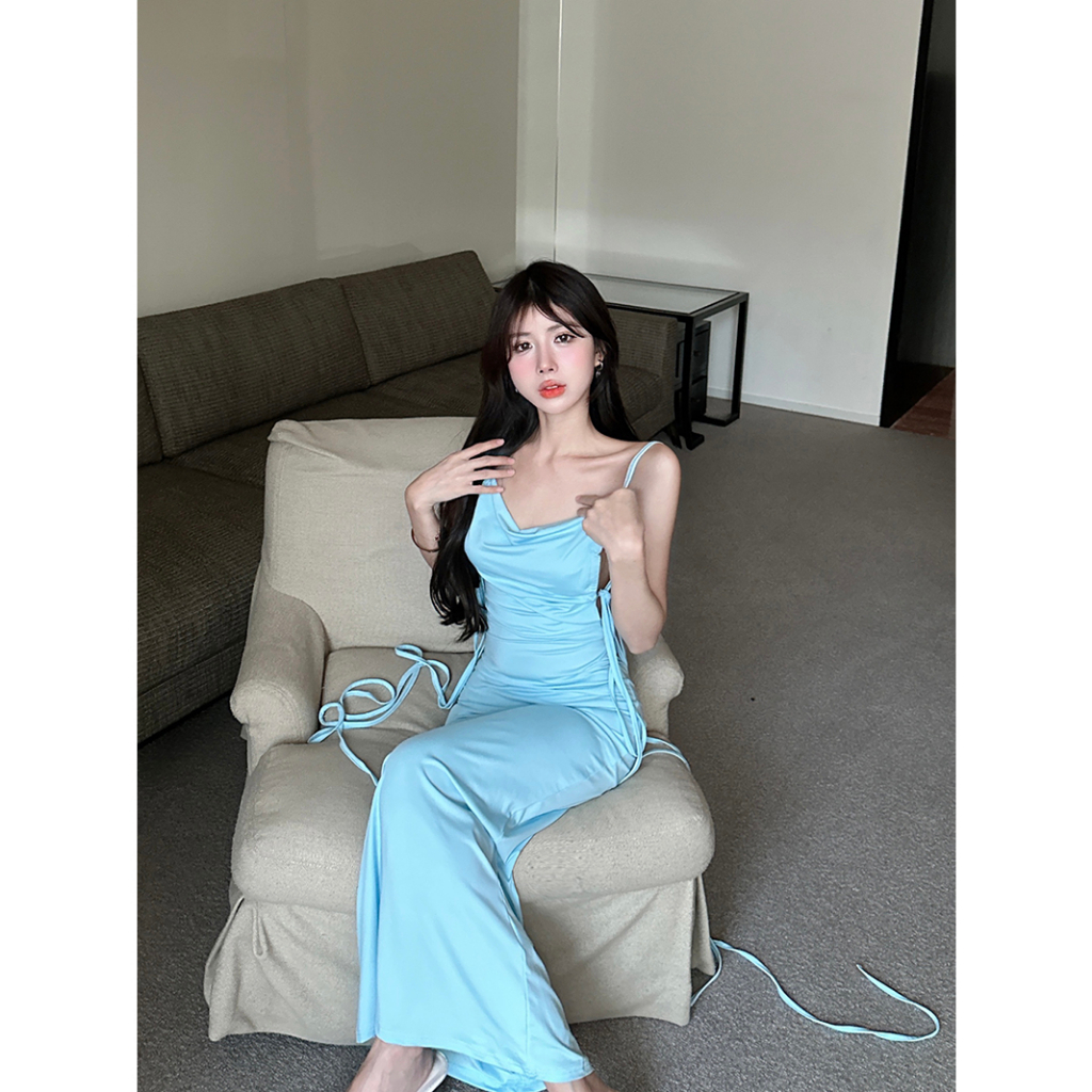 Cocory vn Đầm Dài Hai Dây Hở Lưng Quyến Rũ Thời Trang Mùa Hè Cho Nữ