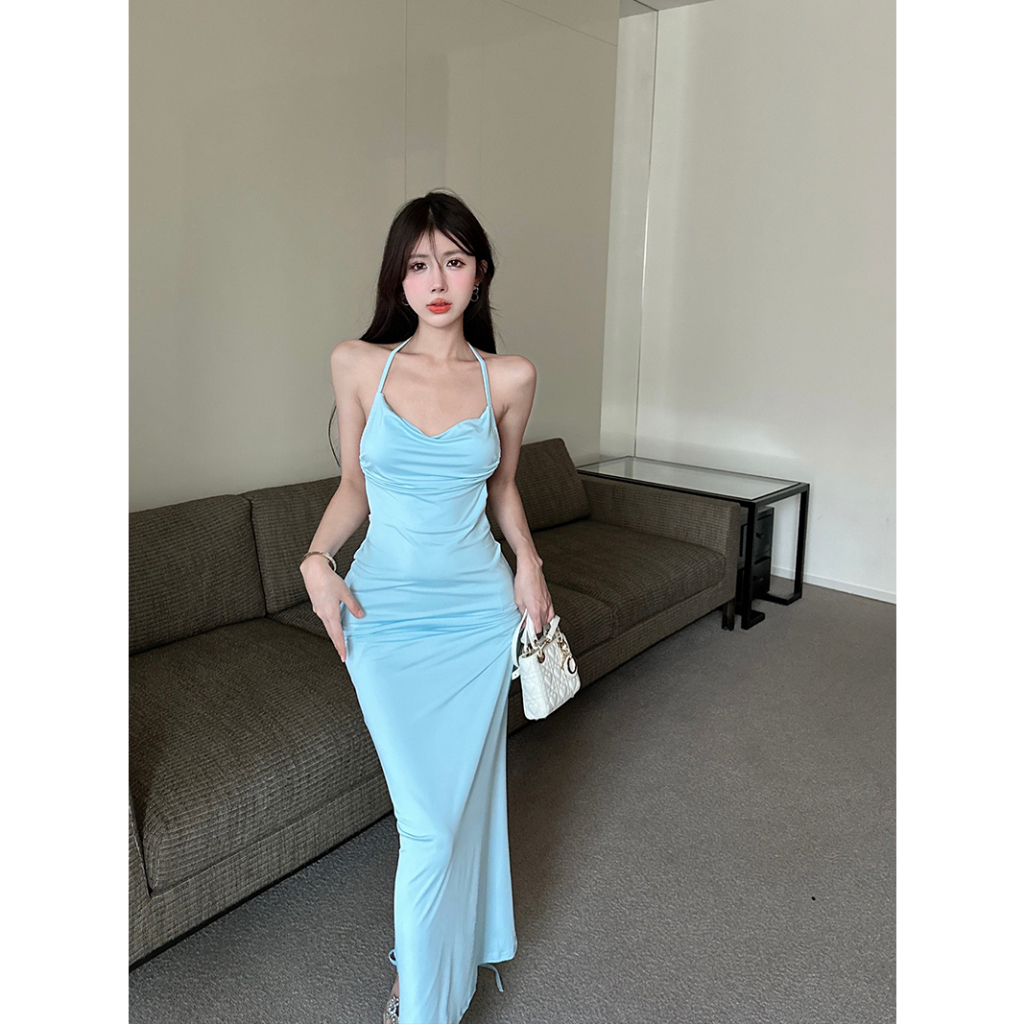 Cocory vn Đầm Dài Hai Dây Hở Lưng Quyến Rũ Thời Trang Mùa Hè Cho Nữ