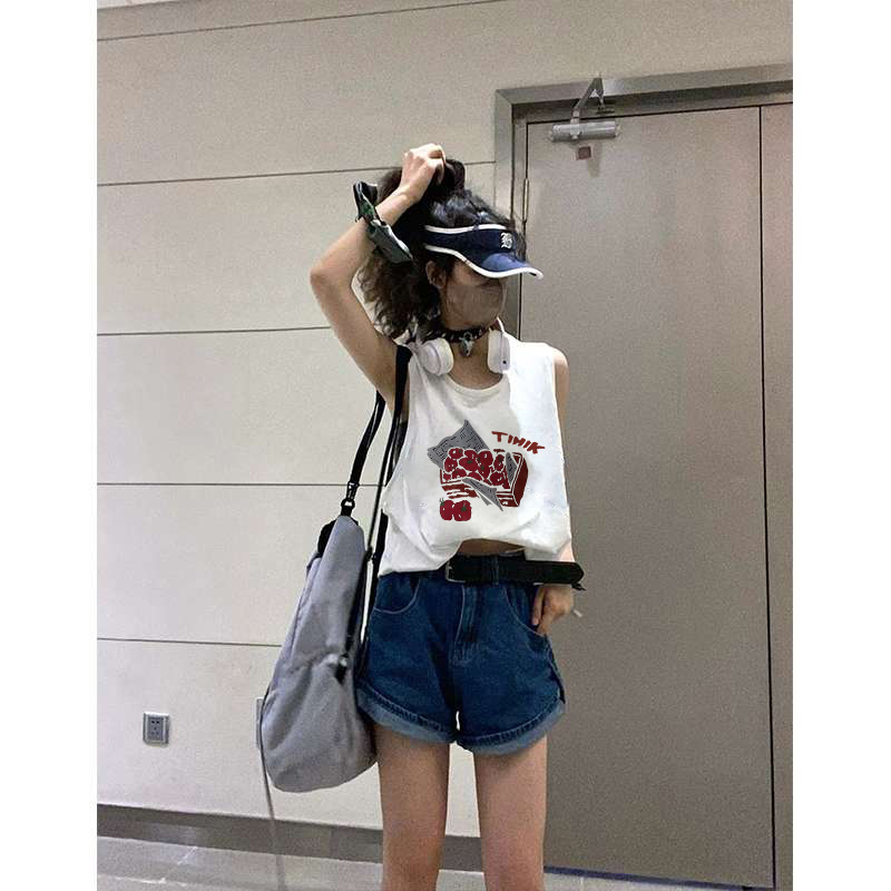 Áo Sát Nách Cổ Tròn In Họa Tiết Vui Nhộn Phong Cách retro Mỹ Cho Nữ