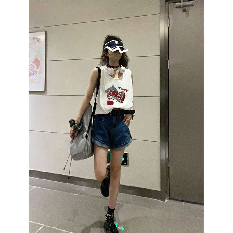 Áo Sát Nách Cổ Tròn In Họa Tiết Vui Nhộn Phong Cách retro Mỹ Cho Nữ