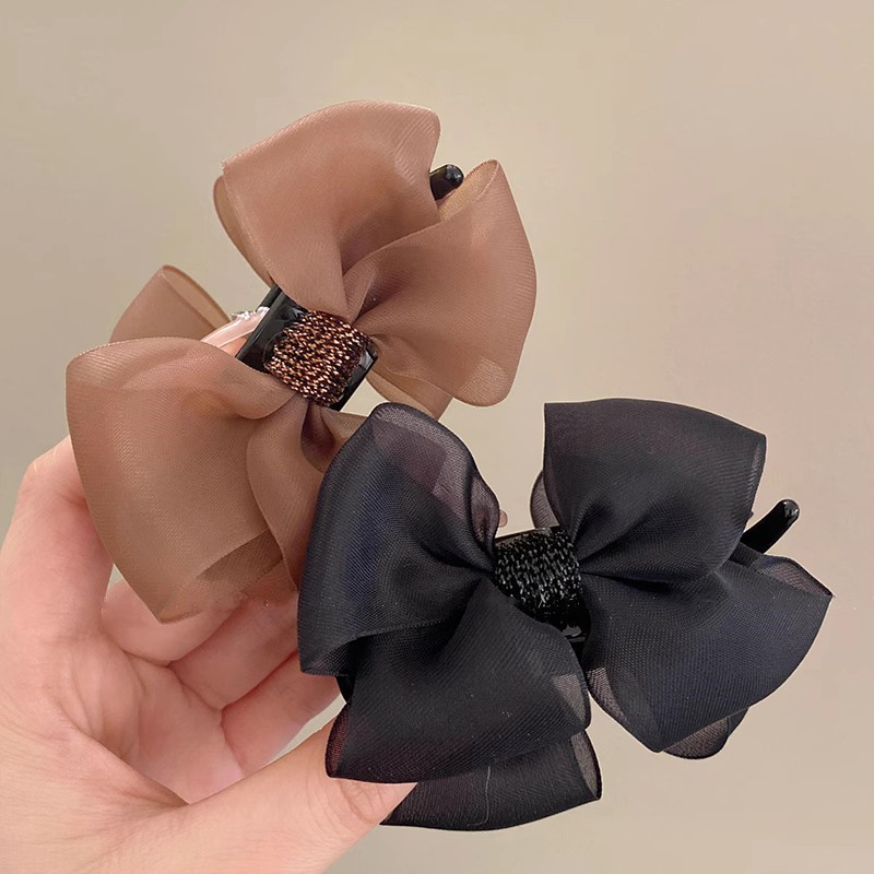 Kẹp Tóc Hình Nơ Phủ Lông Dễ Thương Xinh Xắn Cho Bạn Gái