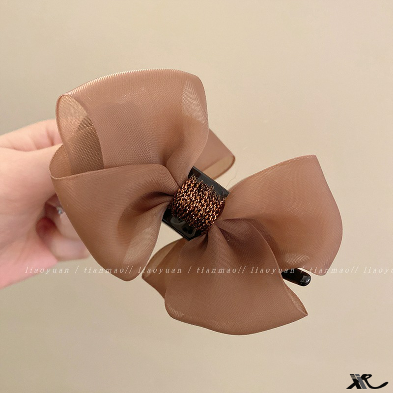 Kẹp Tóc Hình Nơ Phủ Lông Dễ Thương Xinh Xắn Cho Bạn Gái