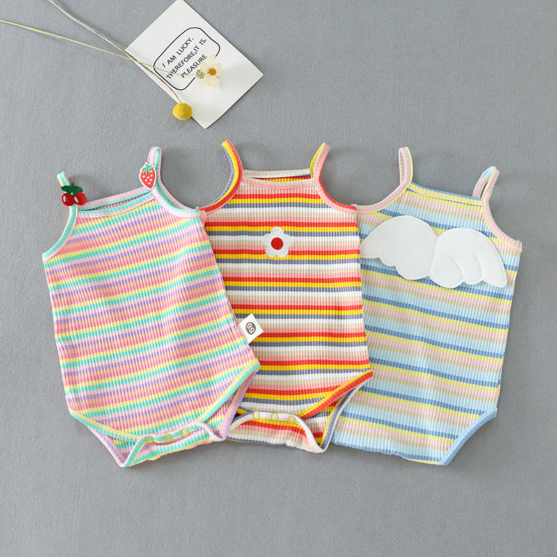 Áo liền quần hai dây TTKAABABY kẻ sọc họa tiết dễ thương thời trang mùa hè cho bé gái