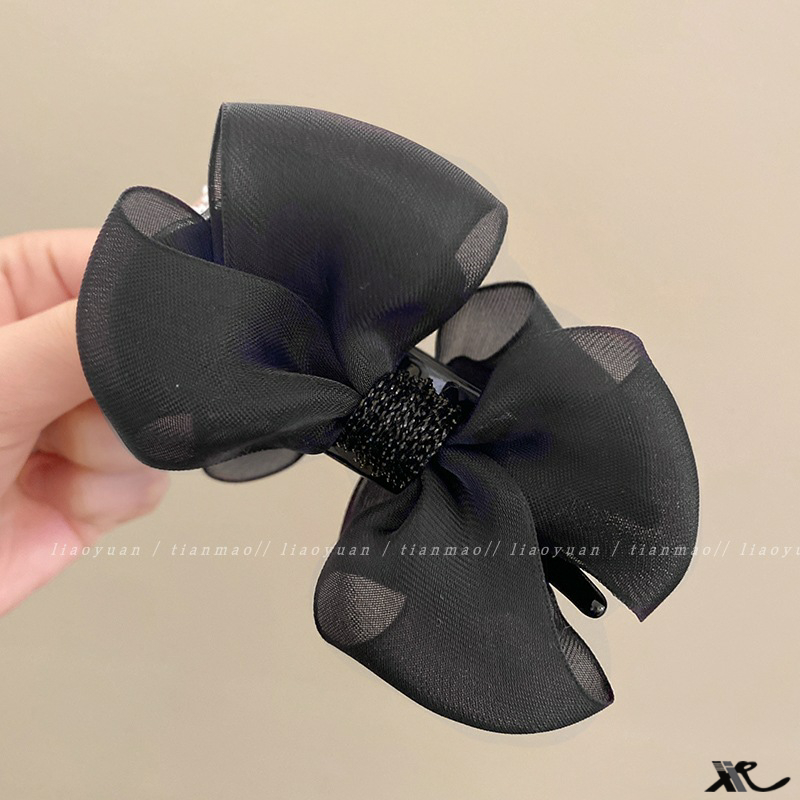 Kẹp Tóc Hình Nơ Phủ Lông Dễ Thương Xinh Xắn Cho Bạn Gái