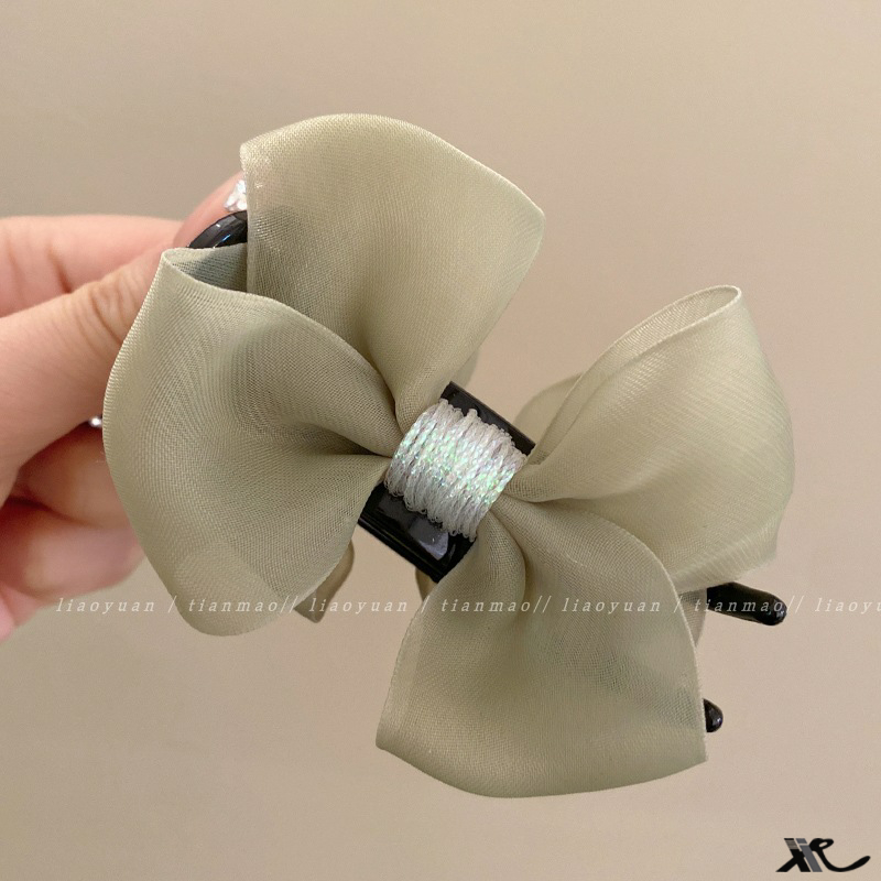 Kẹp Tóc Hình Nơ Phủ Lông Dễ Thương Xinh Xắn Cho Bạn Gái