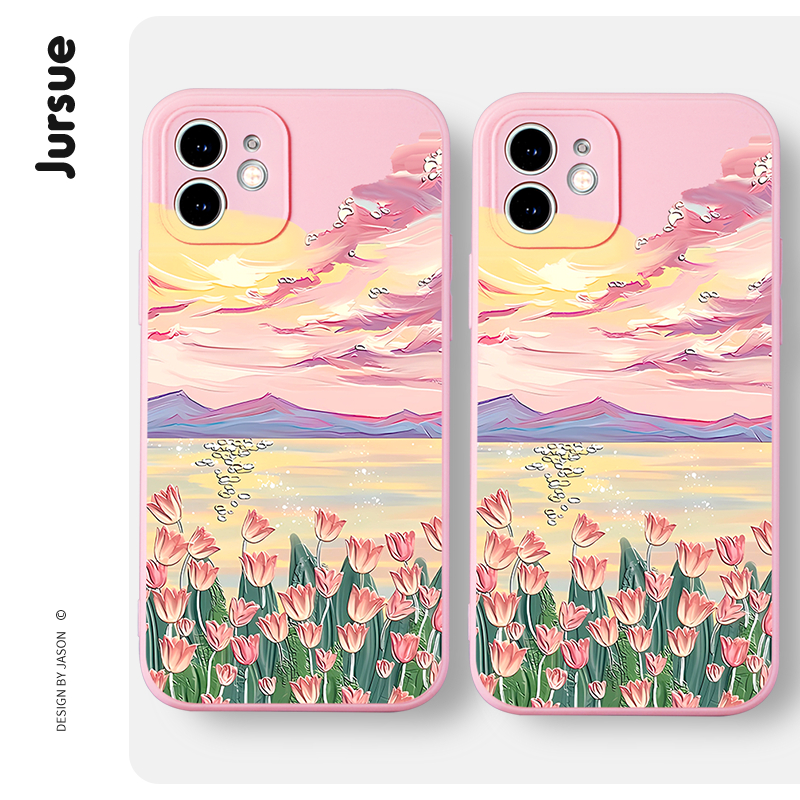 Ốp điện thoại JURSUE dễ thương đẹp màu Cho iPhone 14 13 12 11 Pro Max SE 2020 X XR XS 8 7 ip 6S 6 Plus kute XYH1531