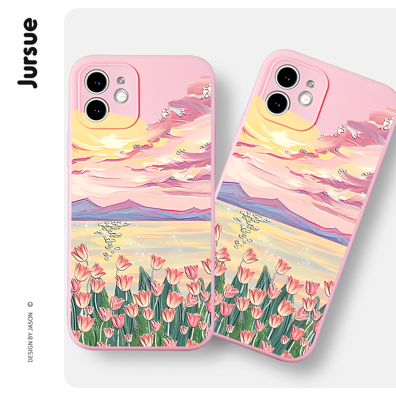 Ốp điện thoại JURSUE dễ thương đẹp màu Cho iPhone 14 13 12 11 Pro Max SE 2020 X XR XS 8 7 ip 6S 6 Plus kute XYH1531