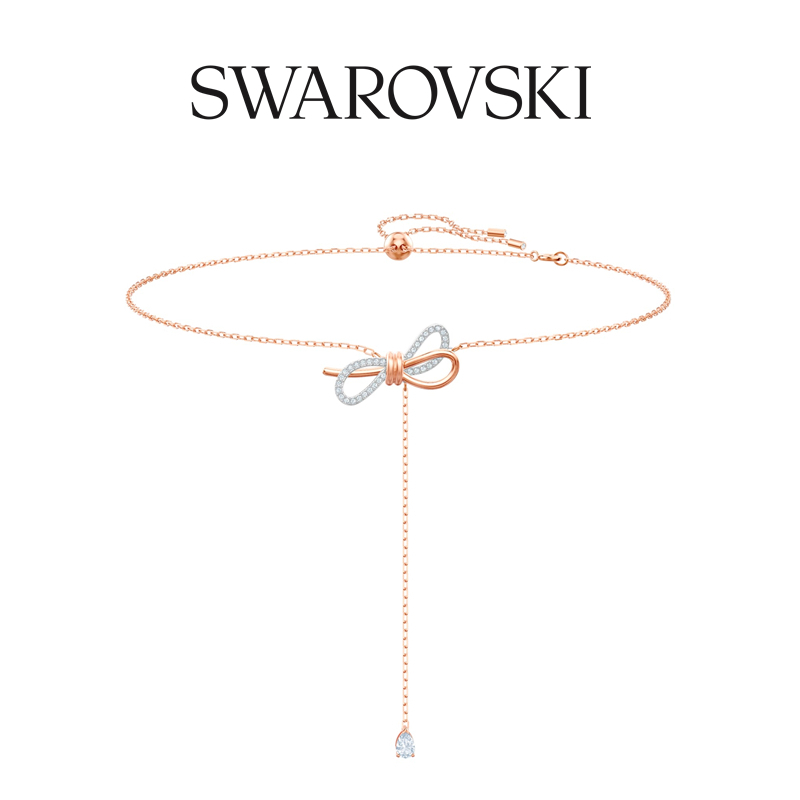 Swarovski Vòng cổ Mặt Nơ Kim Loại Pha Trơn Màu Xinh Xắn