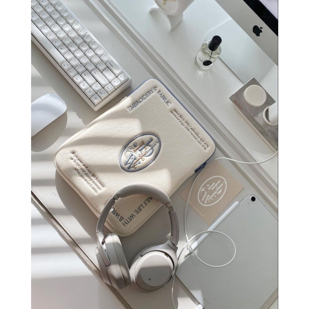 Túi Đựng laptop / Máy Tính Bảng In Chữ Đơn Giản Phong Cách Hàn Quốc Kích Thước 10 13 15 inches