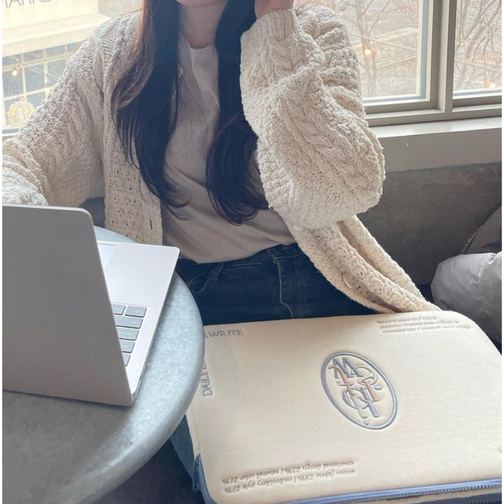 Túi Đựng laptop / Máy Tính Bảng In Chữ Đơn Giản Phong Cách Hàn Quốc Kích Thước 10 13 15 inches