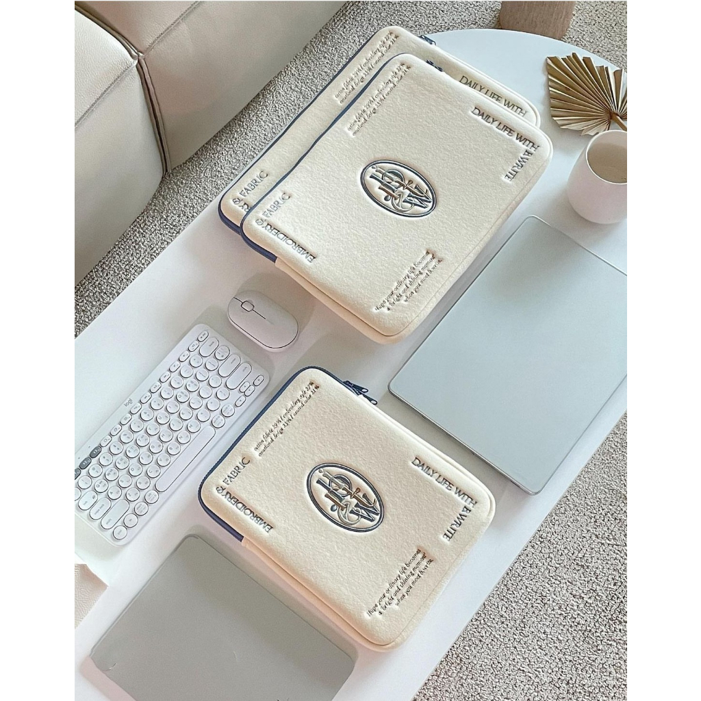 Túi Đựng laptop / Máy Tính Bảng In Chữ Đơn Giản Phong Cách Hàn Quốc Kích Thước 10 13 15 inches