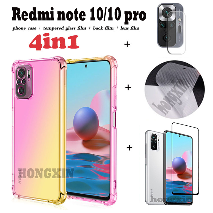 Ốp Điện Thoại Kính Cường Lực Màu Gradient 4 Trong 1 Cho Xiaomi Redmi Note 10 Pro Note 10S Redmi Note 11 Pro Note 11s