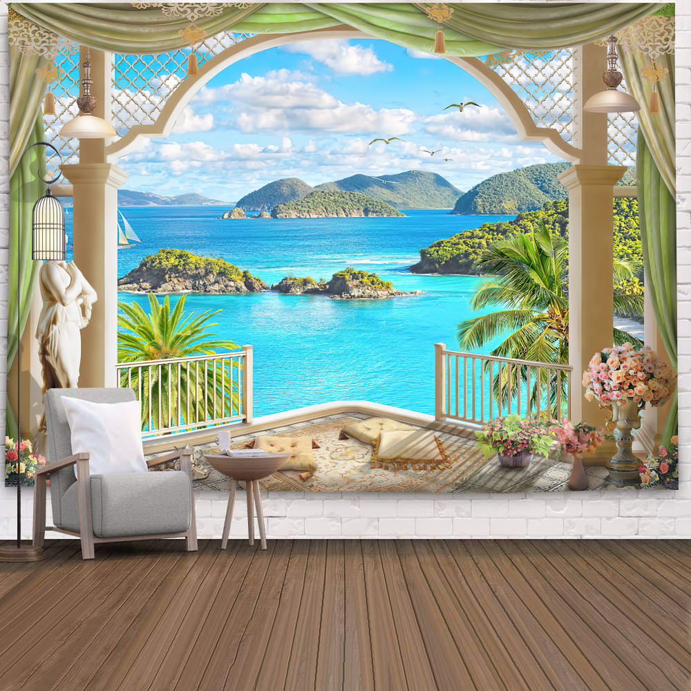 Tranh Vải Treo Tường Trang Trí Phòng Khách / Phòng Ngủ / Cắm Trại Hình Phong Cảnh Bãi Biển Đẹp Mắt