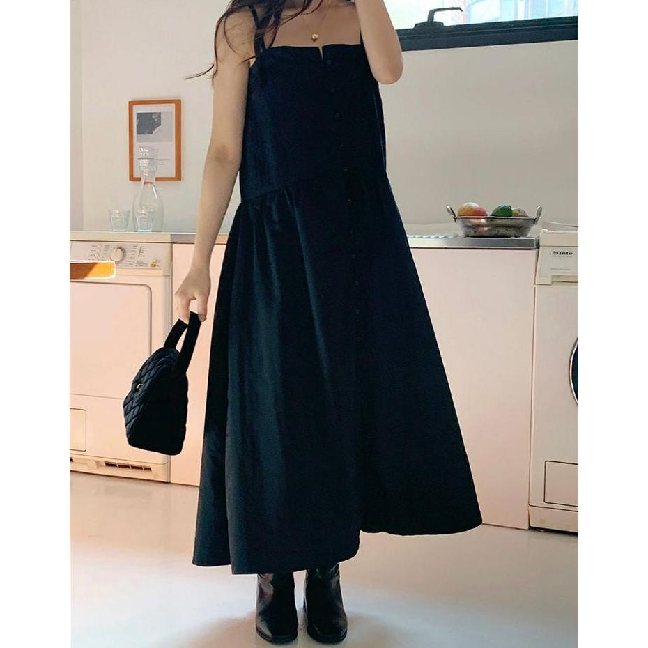 Đầm Hai Dây Màu Trơn Dáng Dài Vừa Vặn 62622