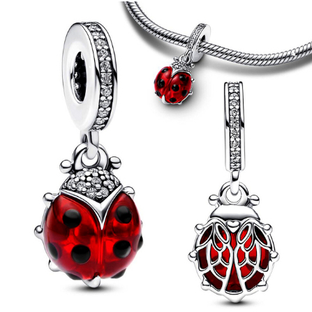 Mặt Dây Chuyền Bạc 925 Hình Bọ Rùa Bằng Thủy Tinh Đẹp Mắt Cho Pandora Silver 925