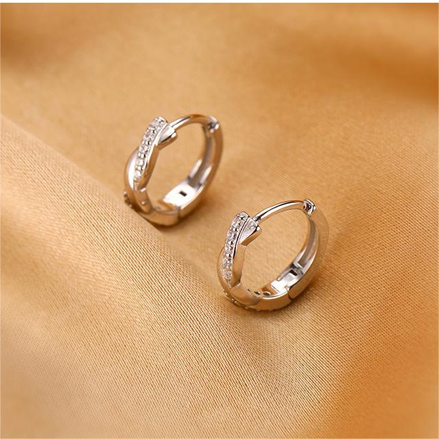 Bông Tai Mạ BạC 925 HìNh TròN ĐíNh Đá ThờI Trang