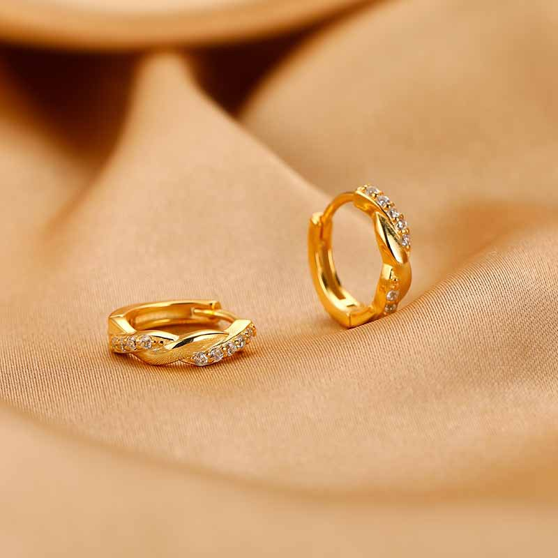 Bông Tai Mạ BạC 925 HìNh TròN ĐíNh Đá ThờI Trang