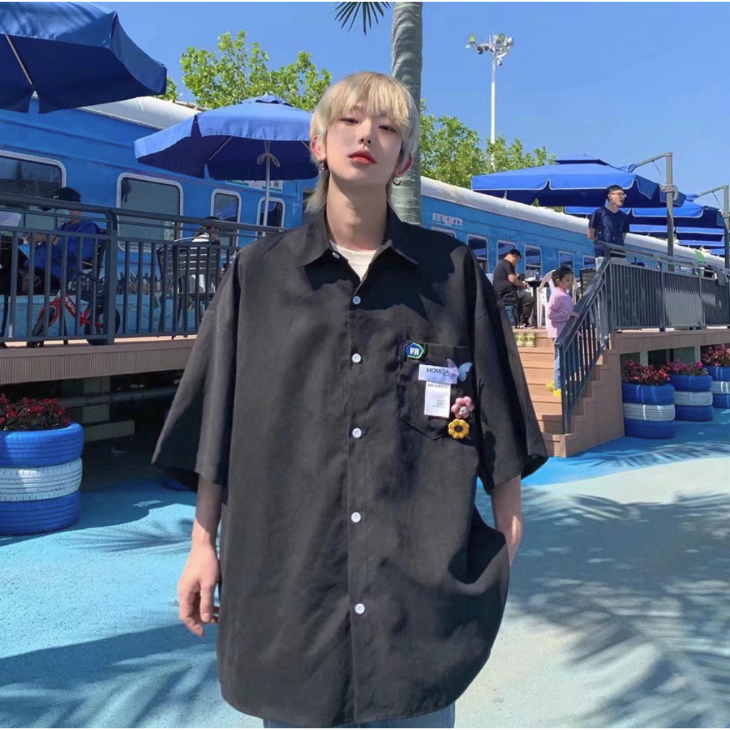 Áo Khoác Bóng Chày Tay Ngắn Dáng Rộng Phối Nút Thời Trang Phong Cách Đường Phố Mỹ