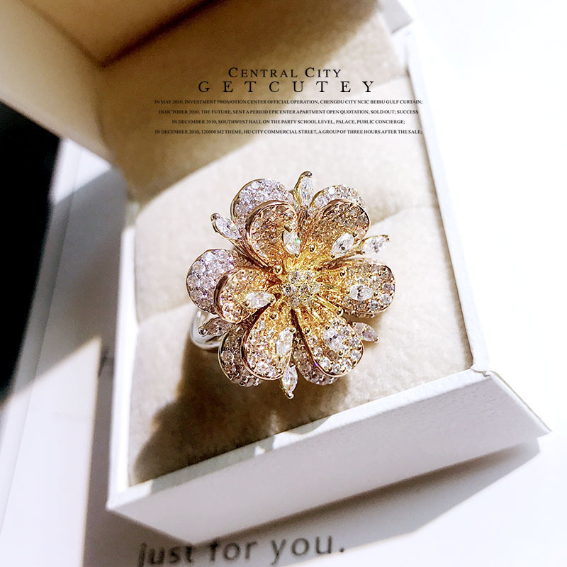 Nhẫn Hở Hình Hoa Đính Đá Zircon Thời Trang Cho Nữ