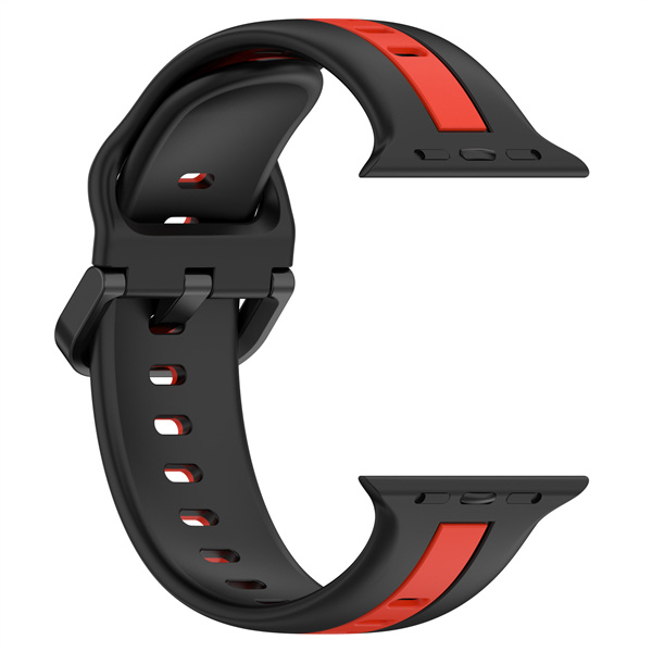 Dây Đeo Đồng Hồ Bằng Silicone Hai Màu Hình Chữ D Chống Nước Chống Rơi Cho iWatch 7 / 6 / 5 / 4 / 3 / 2 / 1 / SE 38 / 40 / 41 / 42 / 44 / 45