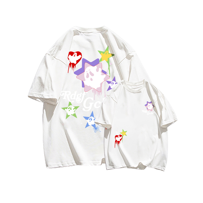 Áo Thun Ngắn Tay Dáng Rộng In Họa Tiết Sáng Tạo Theo Phong Cách retro Mỹ Đen