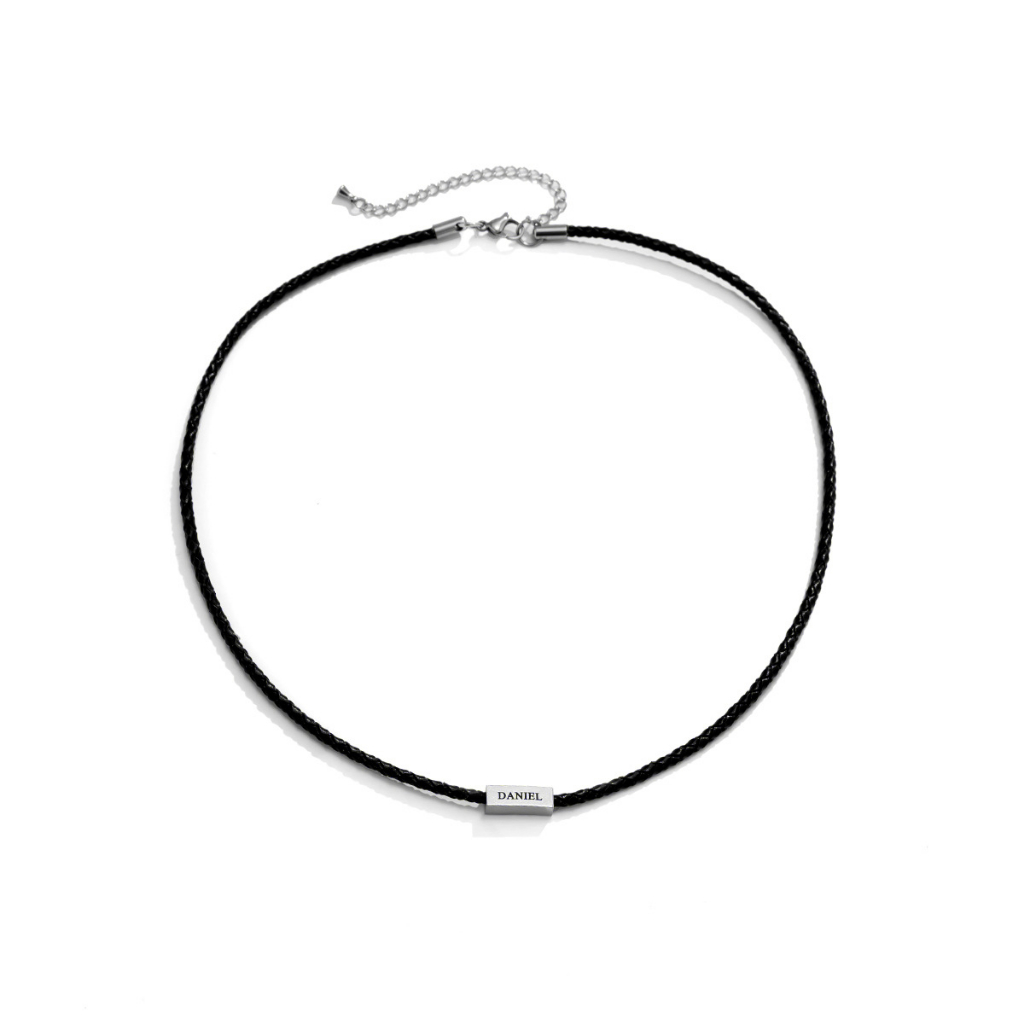 Vòng Cổ Dây Da Mặt Thép Titan Đơn Giản Phong Cách Âu Mỹ Cho Nam
