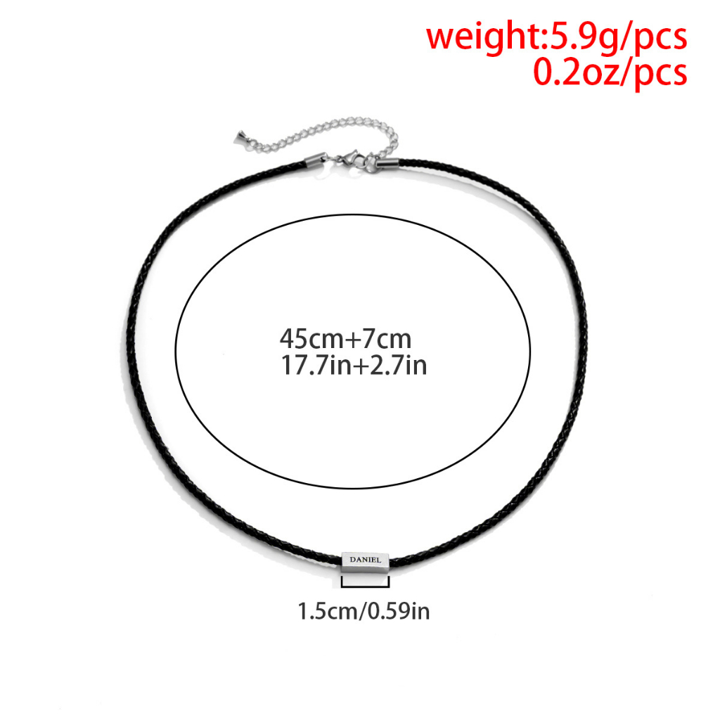 Vòng Cổ Dây Da Mặt Thép Titan Đơn Giản Phong Cách Âu Mỹ Cho Nam
