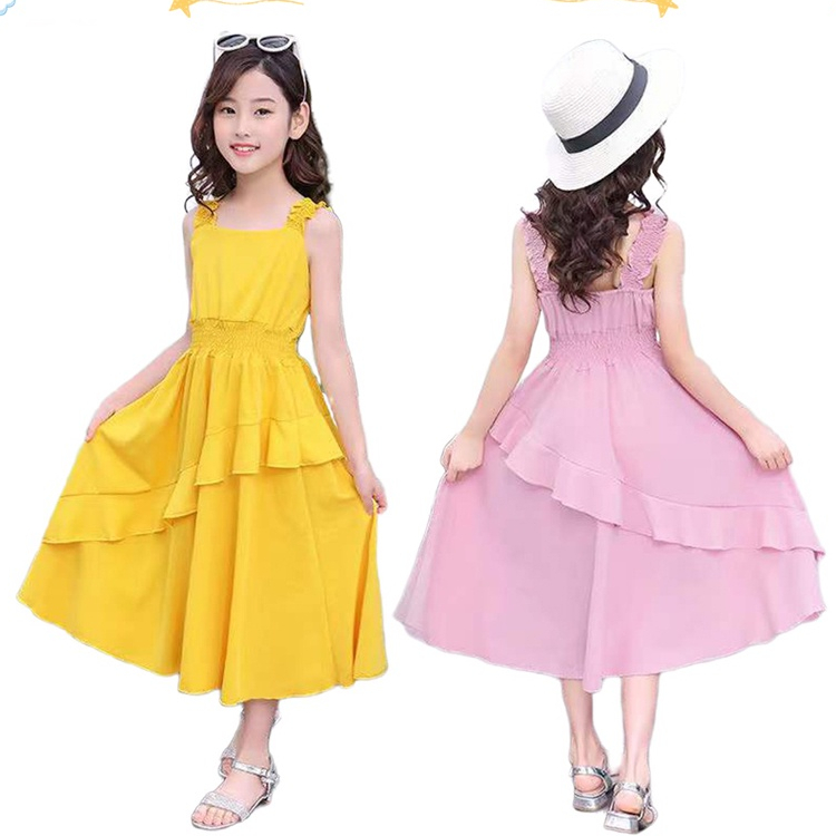 Đầm Công Chúa Chất Liệu Chiffon Màu Hồng Thời Trang Mùa Hè Cho Bé Gái 4 5 6 7 8 9 10 11 3-13 Tuổi