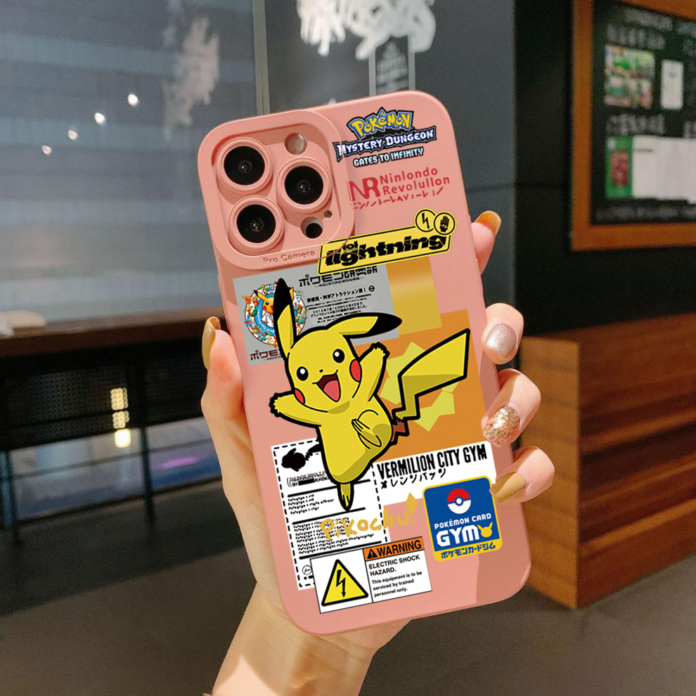 Ốp Điện Thoại Viền Vuông In Hình Pikachu Cho Realme C35 C11 2021 C12 C15 C21Y C25Y C25S Realme5 5i 6i 8 Pro