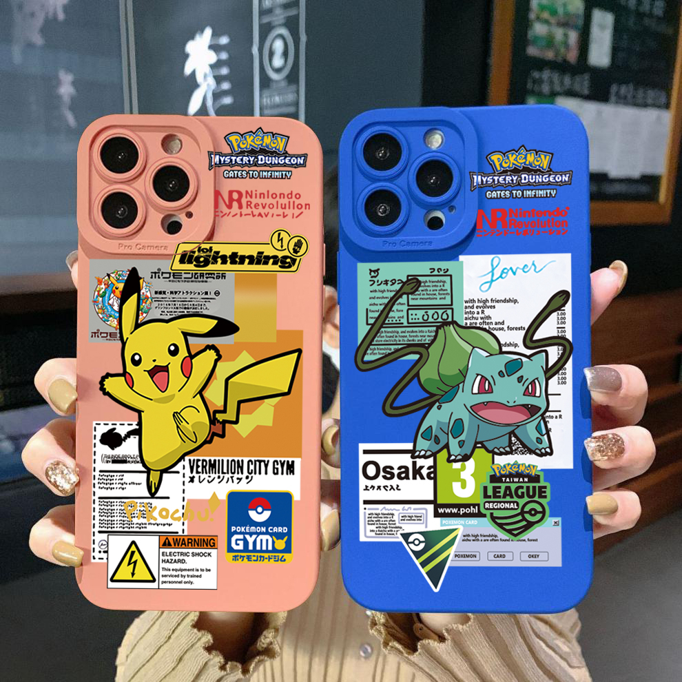 Ốp Điện Thoại Viền Vuông In Hình Pikachu Cho Realme C35 C11 2021 C12 C15 C21Y C25Y C25S Realme5 5i 6i 8 Pro